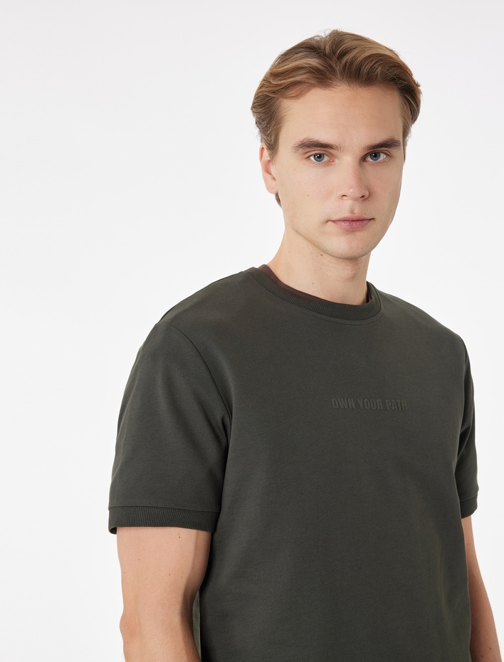  Pamuklu Regular Fit Bisiklet Yaka Kısa Kollu Baskılı Tişört