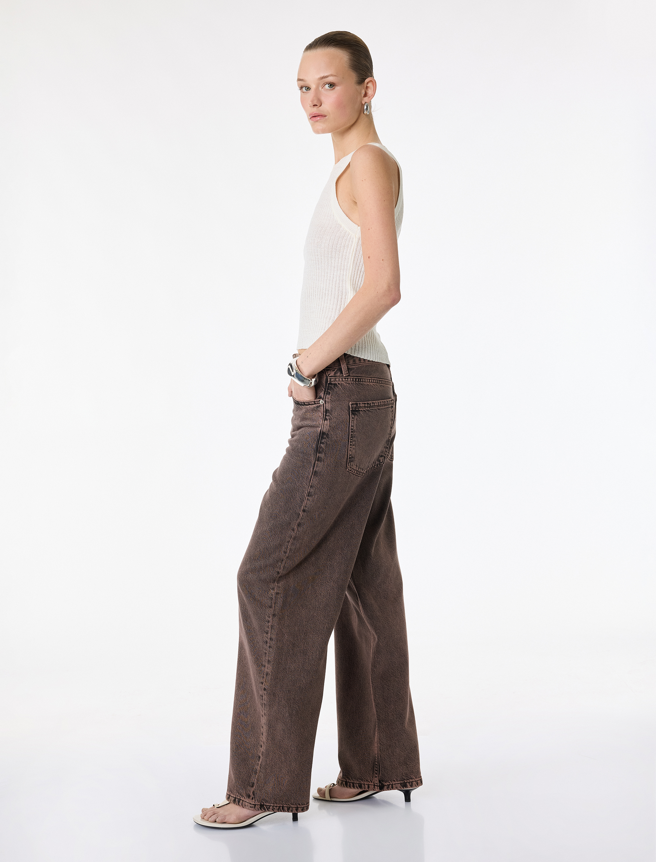   Rahat Kalıp Yıkamalı Düğmeli Cepli Baggy Denim Pantolon - Baggy Jeans