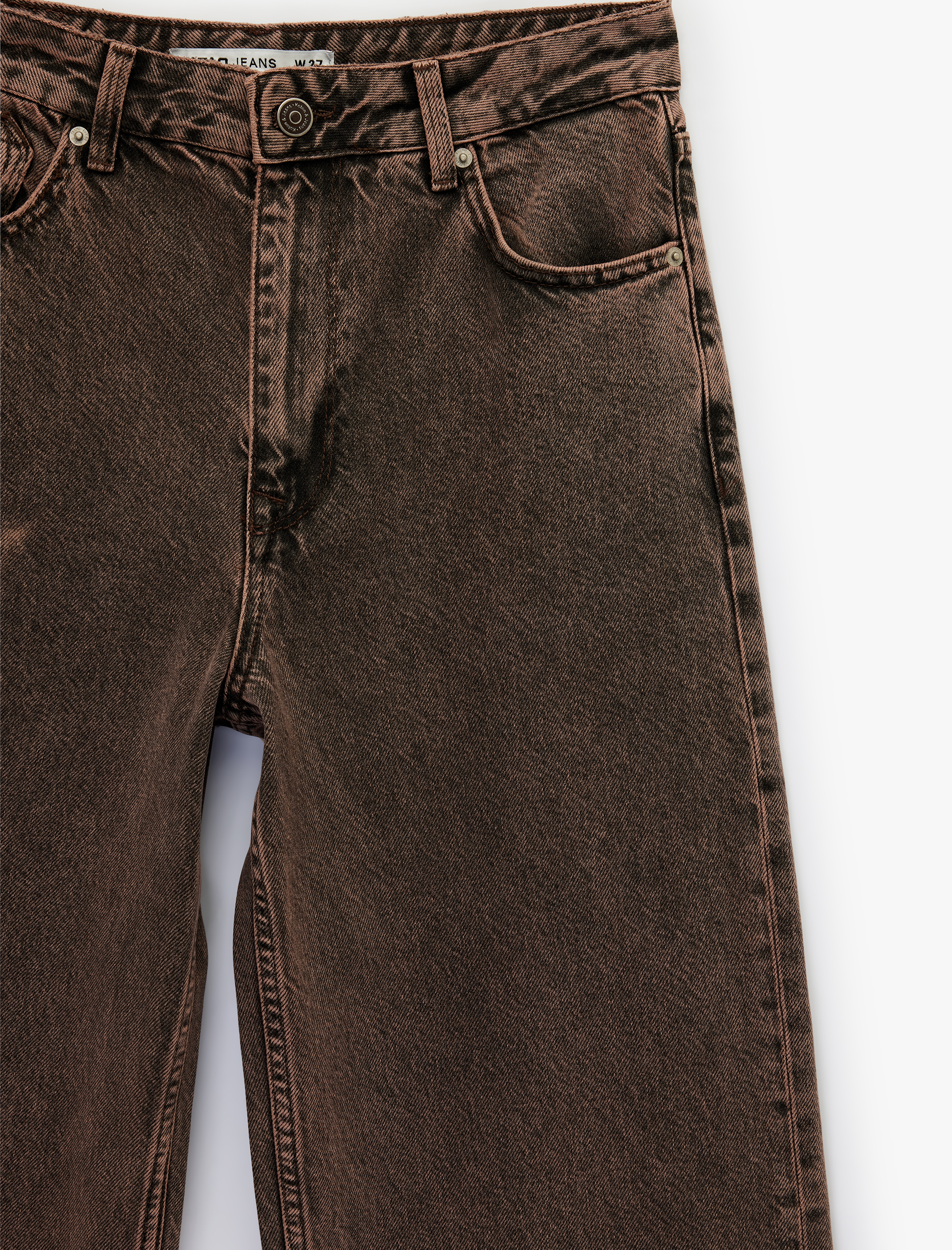   Rahat Kalıp Yıkamalı Düğmeli Cepli Baggy Denim Pantolon - Baggy Jeans