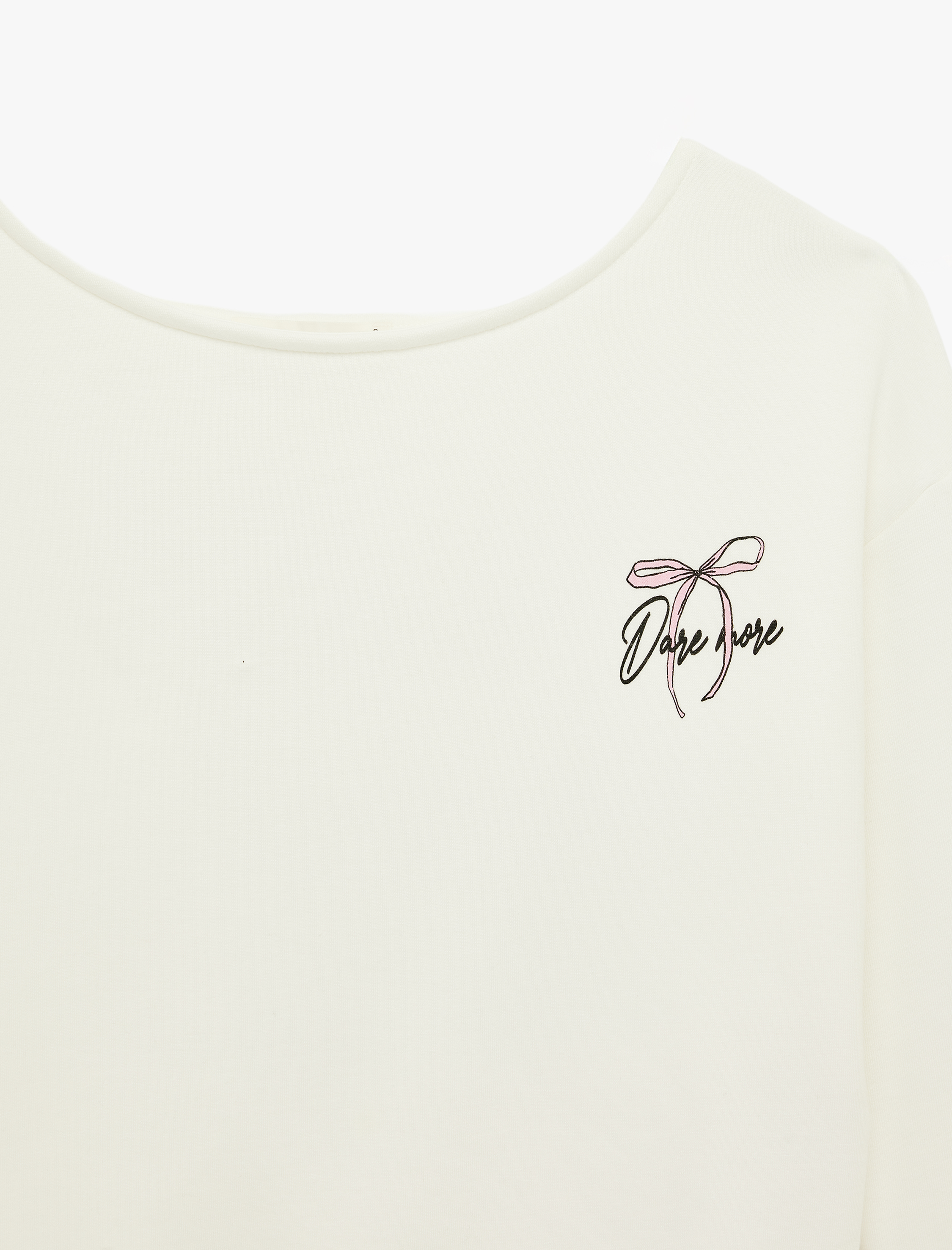   Modal Karışımlı Uzun Kollu Kayık Yaka Oversize Baskılı Sweatshirt