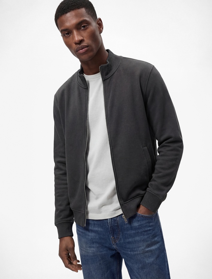  Şardonlu Uzun Kollu Cep Detaylı Basic Fermuarlı Hırka