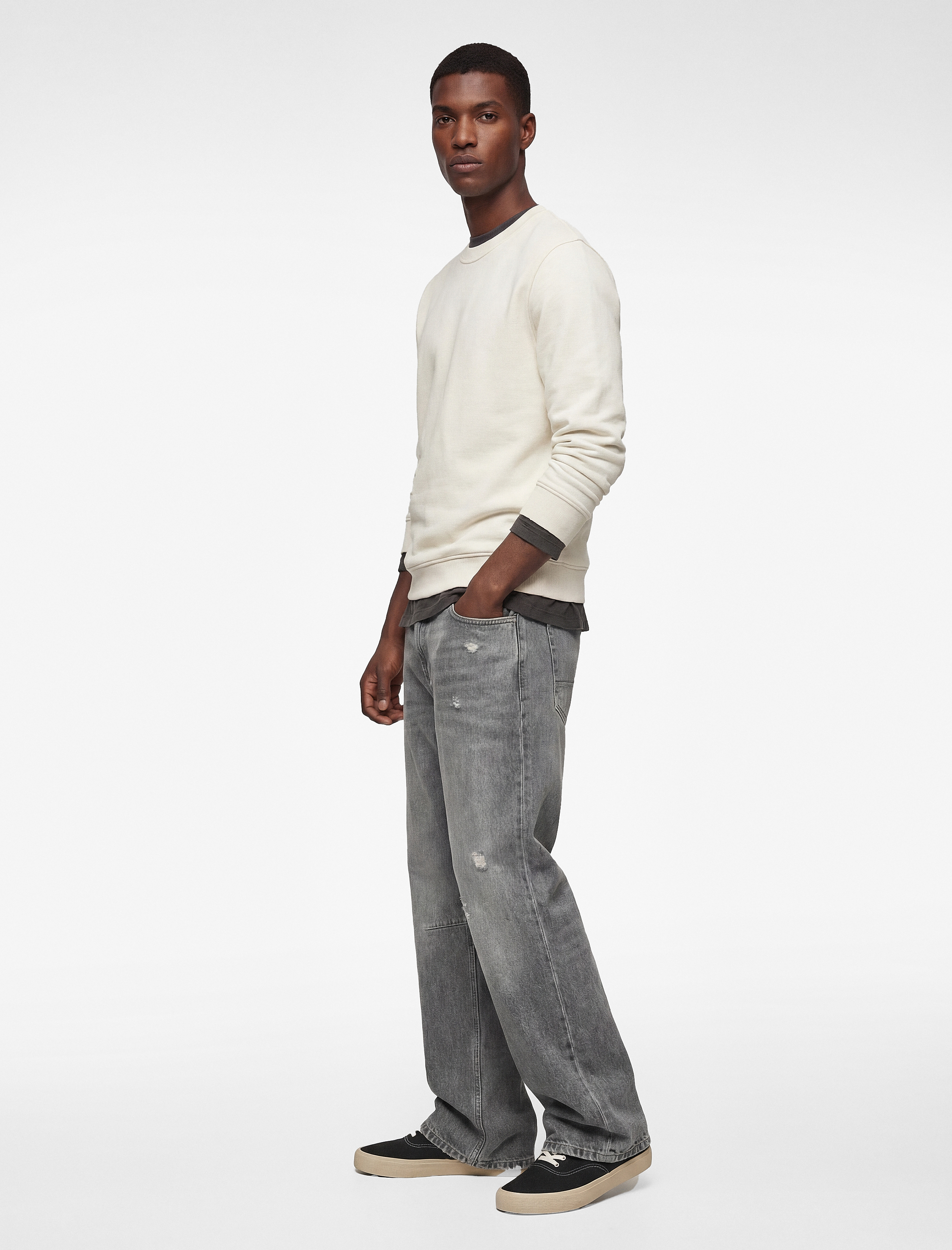   Regular Fit Uzun Kollu Şardonlu Basic Bisiklet Yaka Sweatshirt