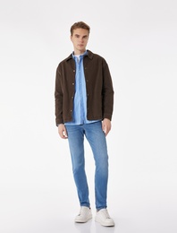 Düğmeli Cep Detaylı Normal Bel Slim Fit Jean Pantolon - Brad Jean