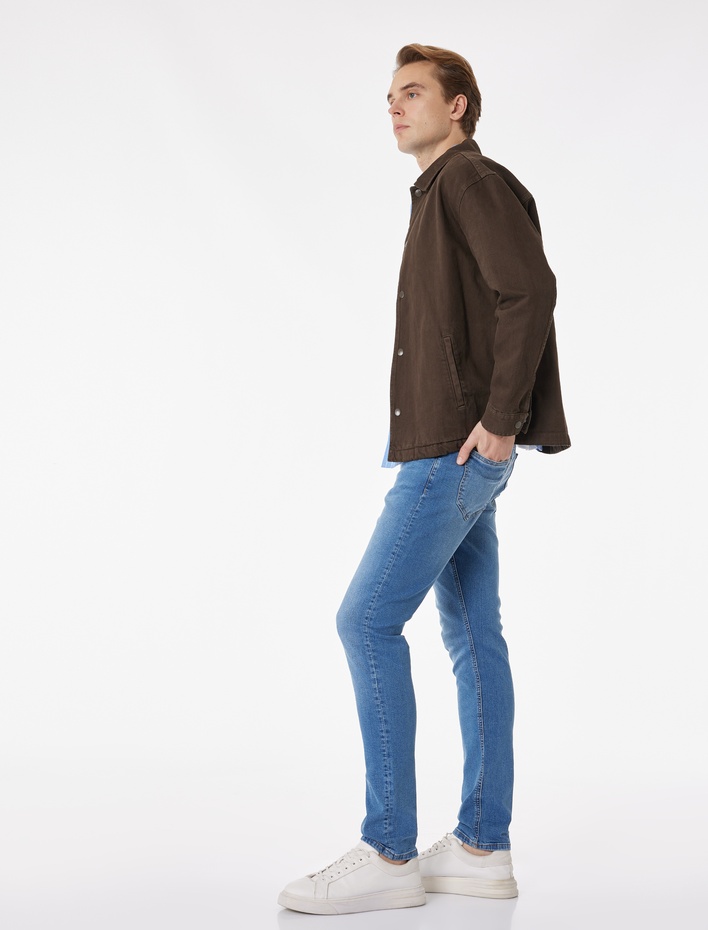  Düğmeli Cep Detaylı Normal Bel Slim Fit Jean Pantolon - Brad Jean