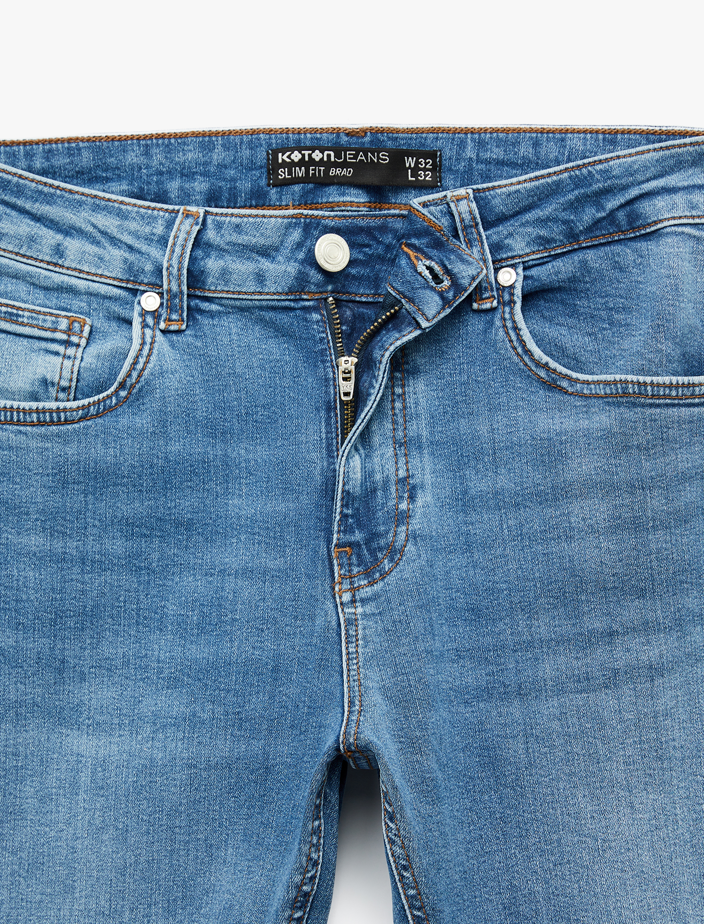   Düğmeli Cep Detaylı Normal Bel Slim Fit Jean Pantolon - Brad Jean