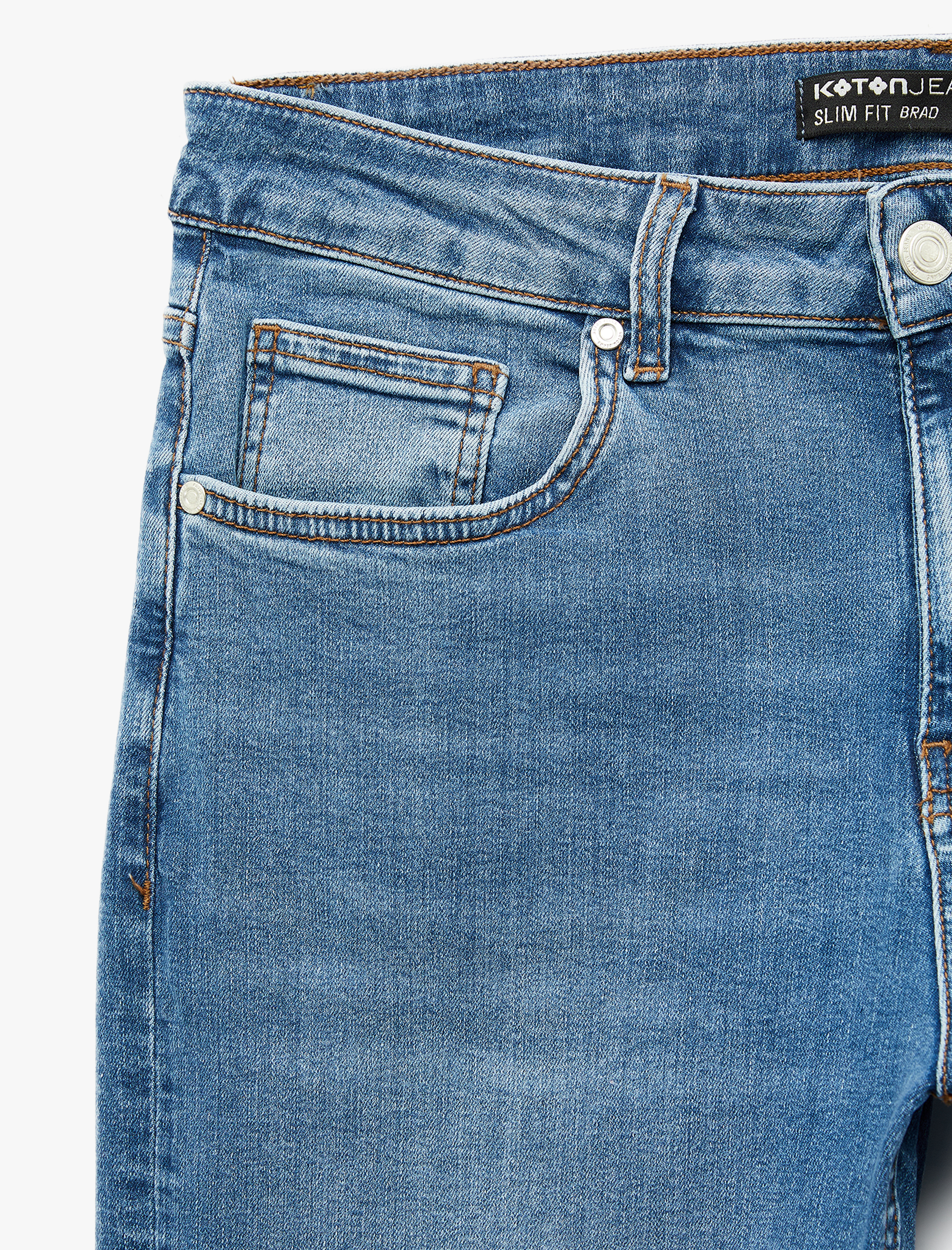   Düğmeli Cep Detaylı Normal Bel Slim Fit Jean Pantolon - Brad Jean