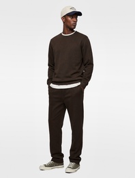 Pamuklu Regular Fit Uzun Kollu Bisiklet Yaka Basic Sweatshirt