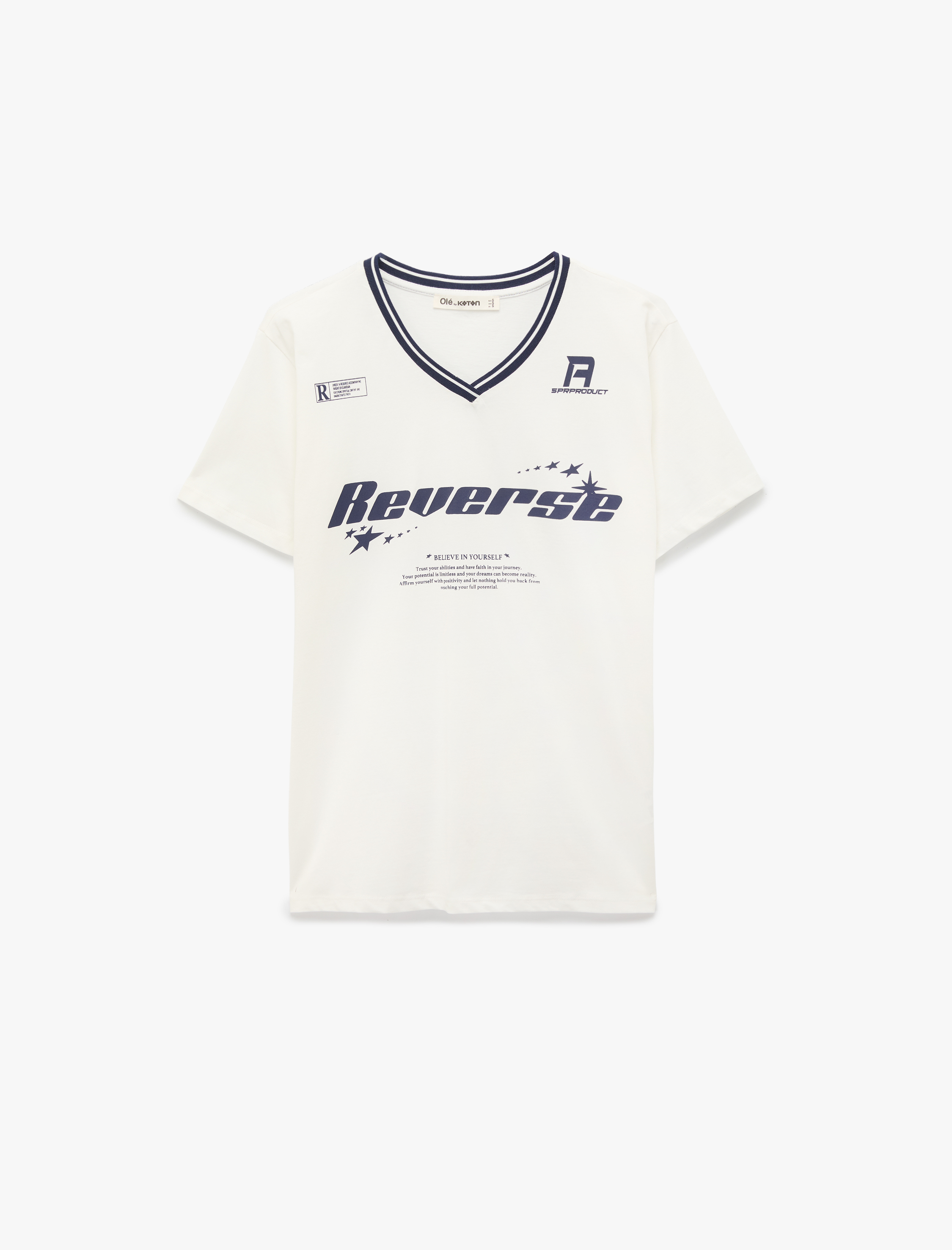   Baskılı Biyeli V Yaka Kısa Kollu Oversize Tişört