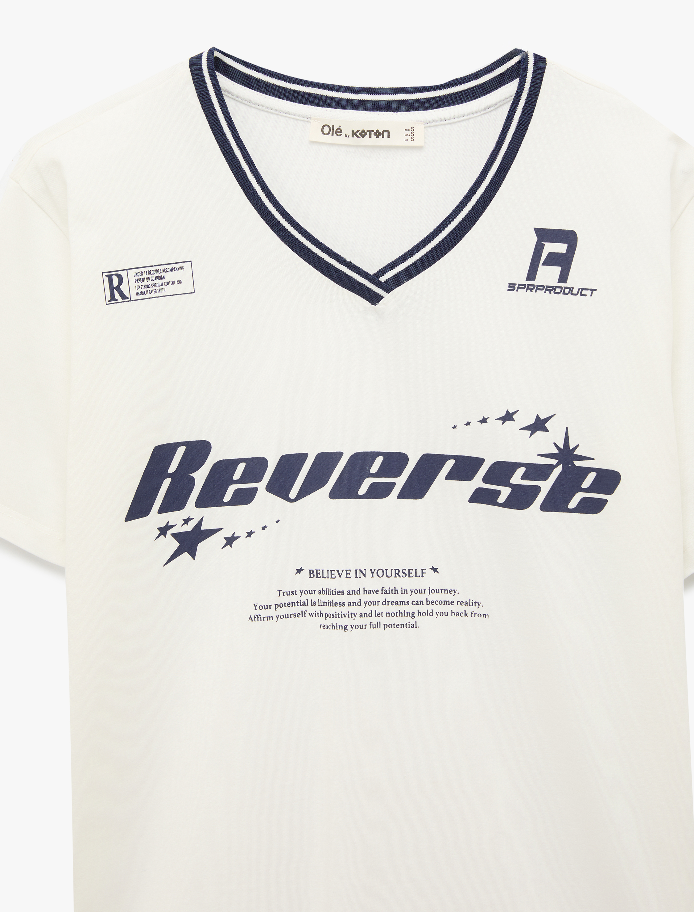   Baskılı Biyeli V Yaka Kısa Kollu Oversize Tişört