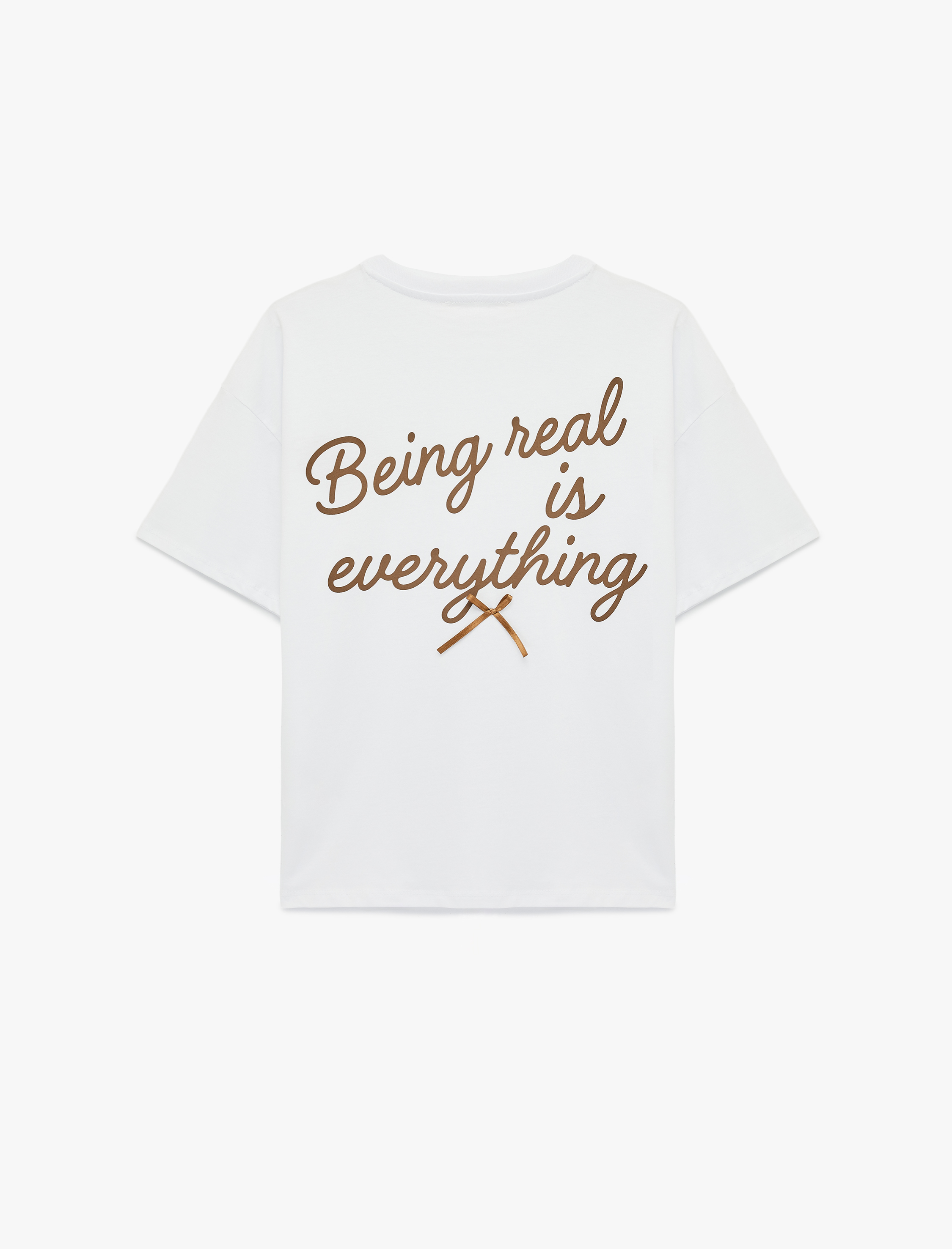   Kısa Kollu Bisiklet Yaka Pamuklu Arkası Baskılı Oversize Tişört