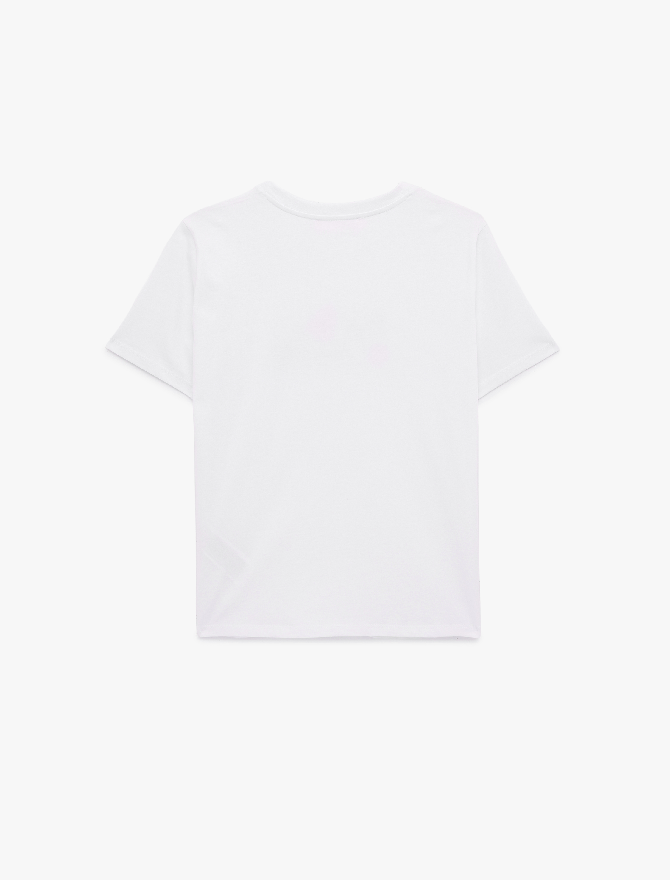   Pamuklu Kısa Kollu Bisiklet Yaka Karpuz ve Çilek Baskılı Tişört