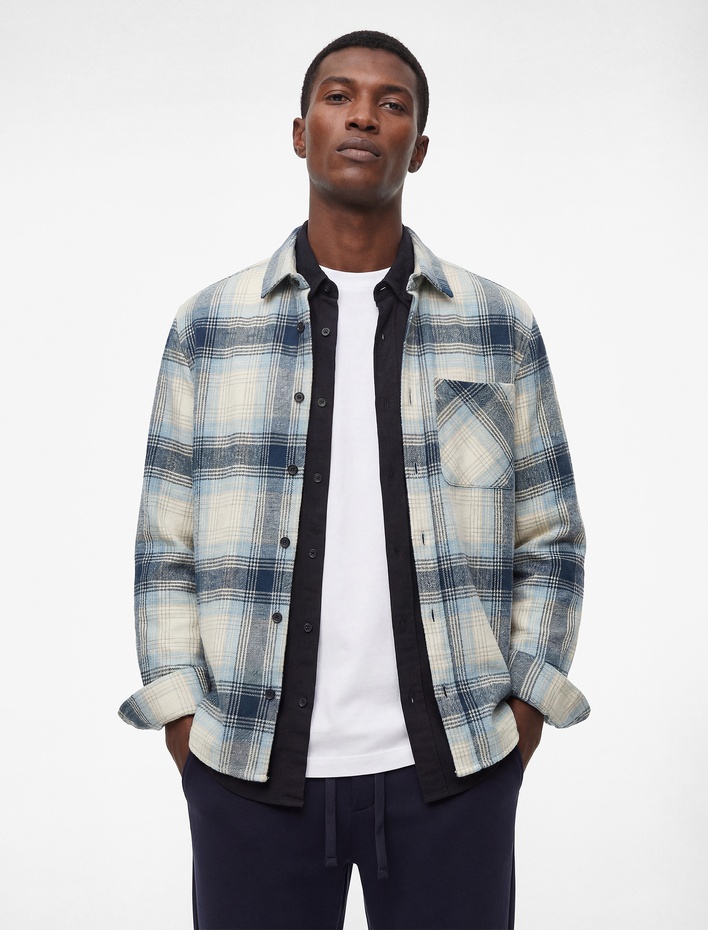  Regular Fit Düğmeli Uzun Kollu Cepli Klasik Yaka Oduncu Gömlek