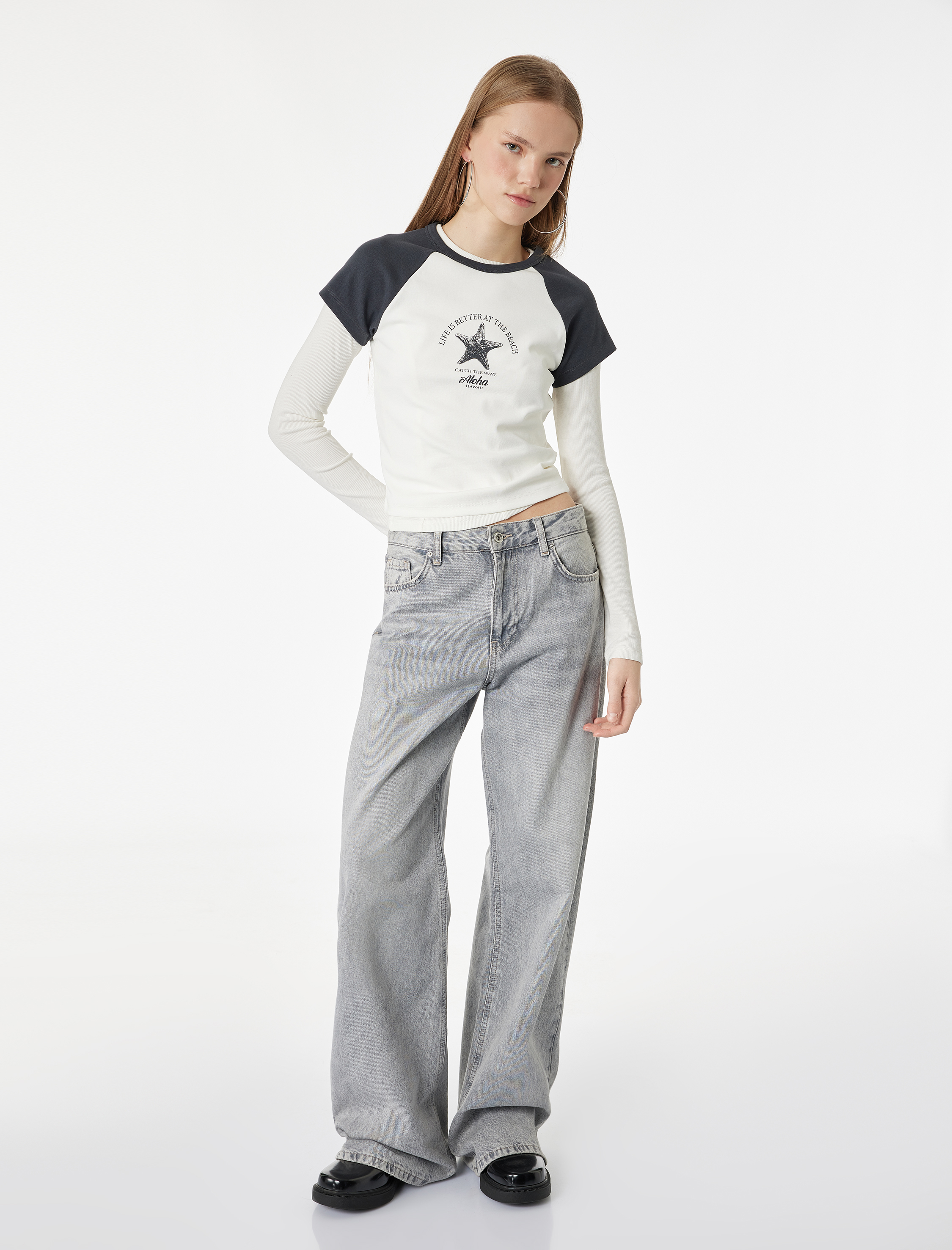   Slim Fit Kısa Kollu Bisiklet Yaka Pamuklu Baskılı Tişört