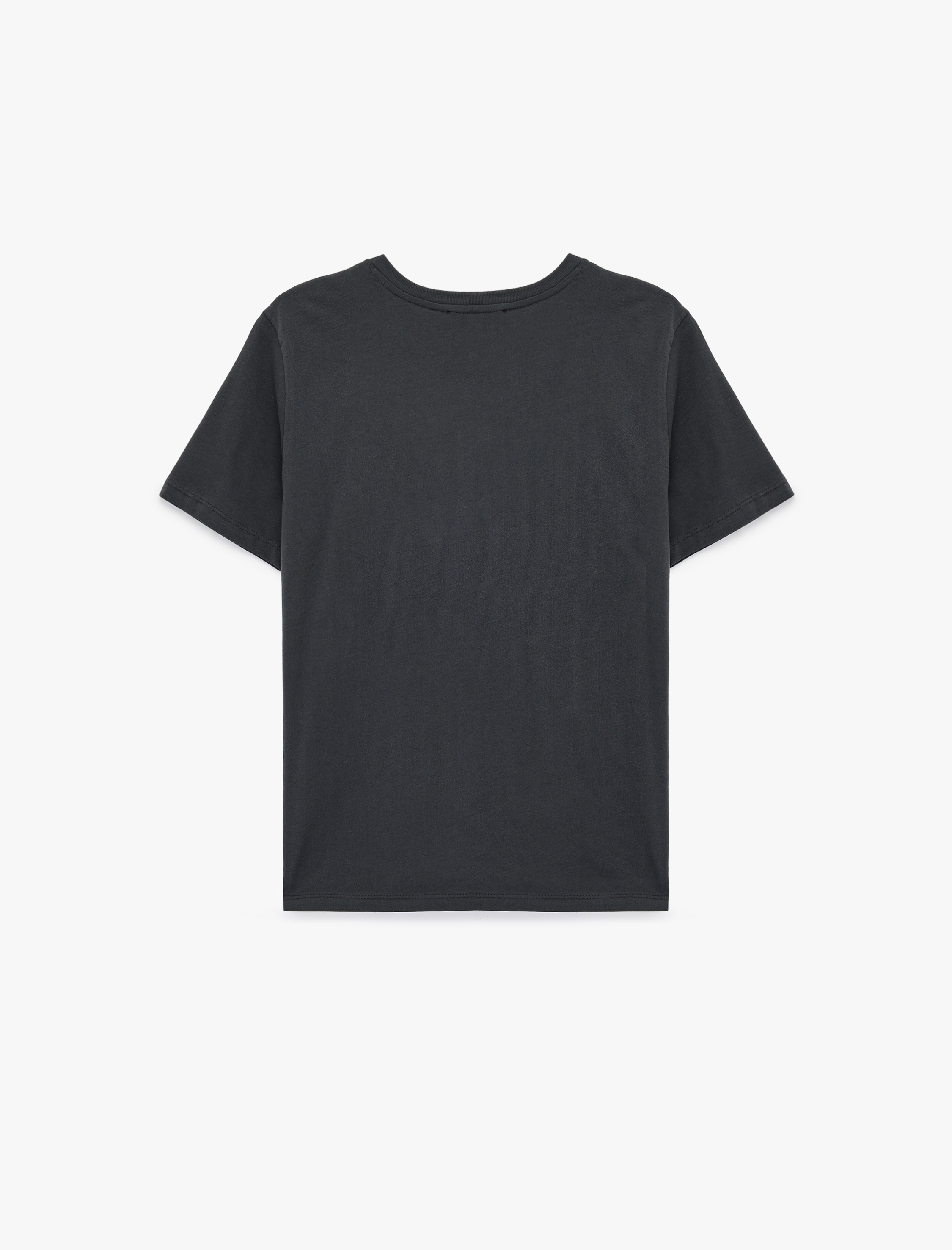   Pamuklu Kısa Kollu Bisiklet Yaka Gül Çiçek Baskılı Tişört