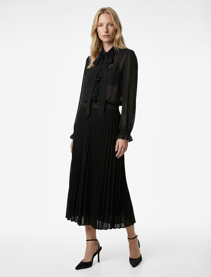  Normal Bel Midi Pileli Şifon Etek