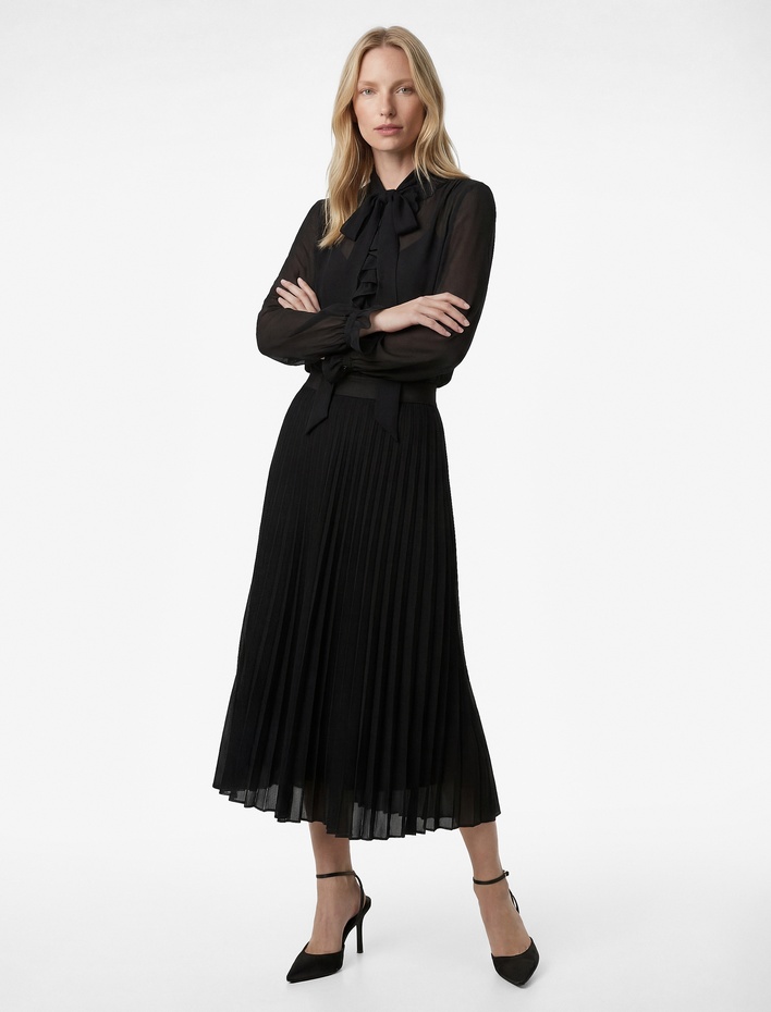  Normal Bel Midi Pileli Şifon Etek