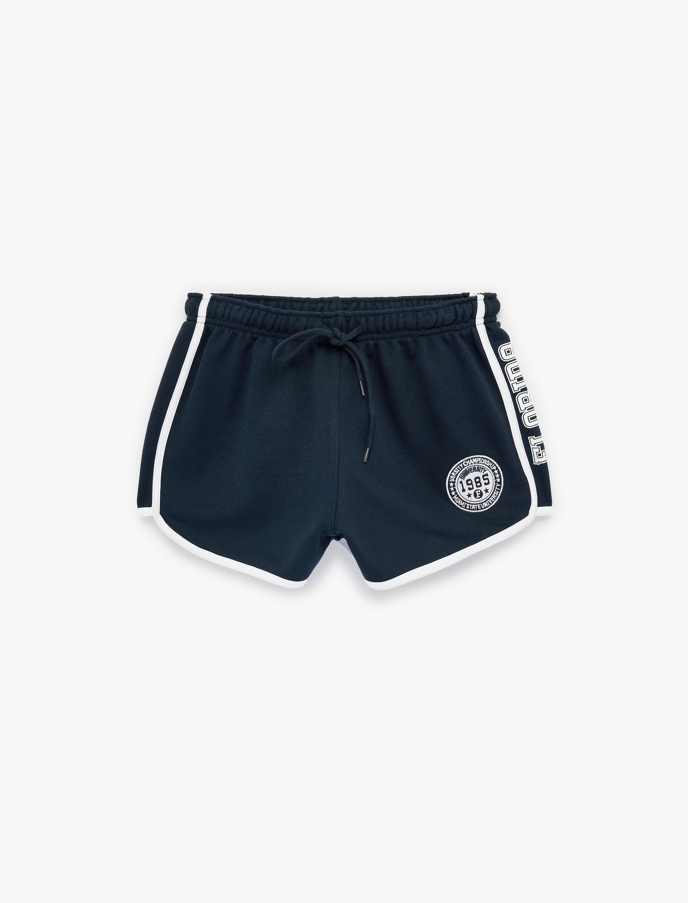   Nakış Detaylı Beli Lastikli Biyeli Mini Şort