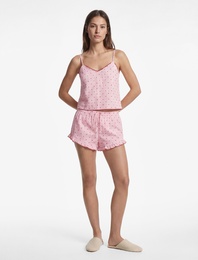 Rahat Kalıp Kolsuz V Yaka Kalpli Poplin Askılı Pijama Üstü