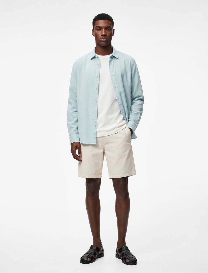  Regular Fit Klasik Yaka Pamuklu Uzun Kollu Gömlek