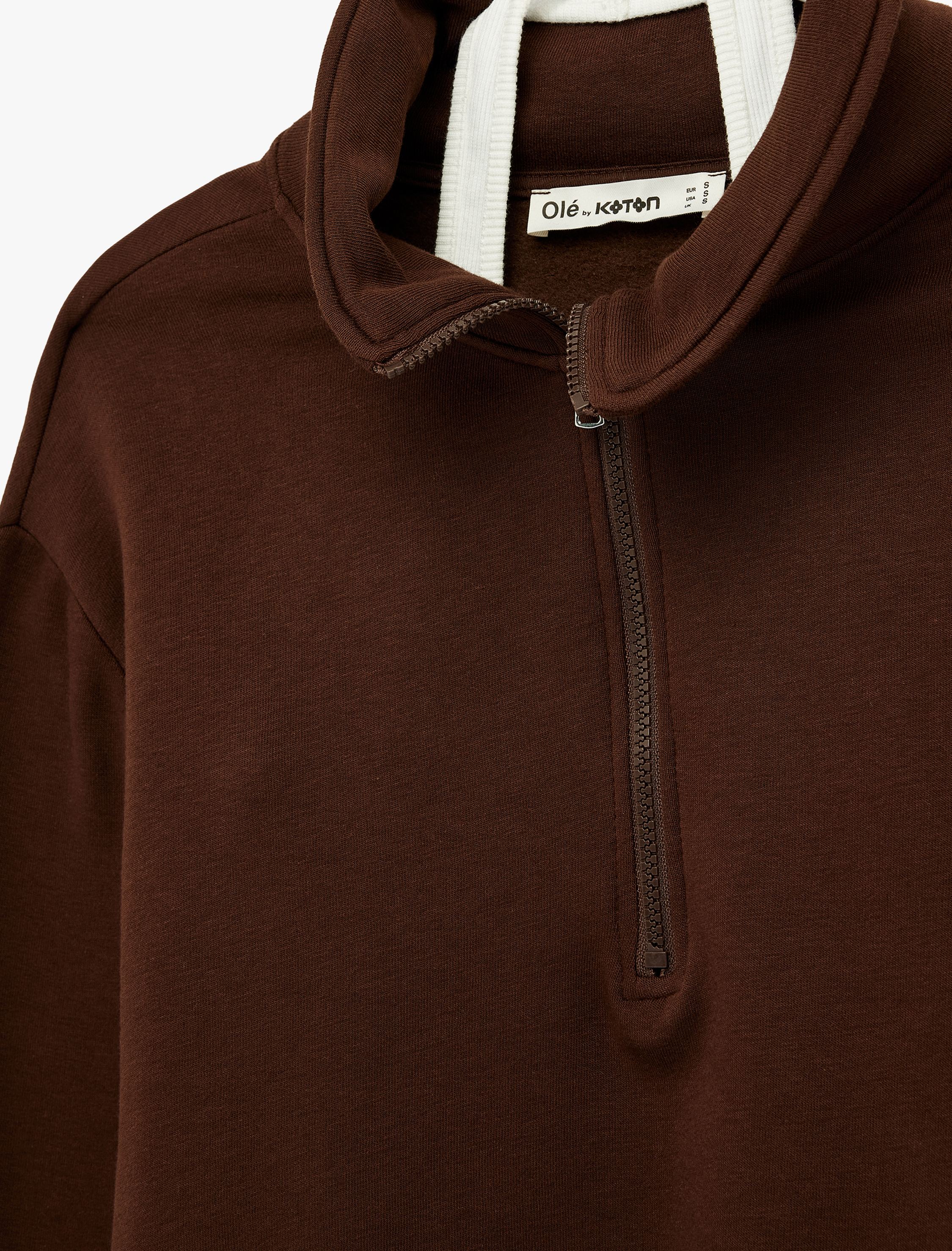   Modal Karışımlı Atlet Detaylı Yarım Fermuarlı Uzun Kollu Sweatshirt