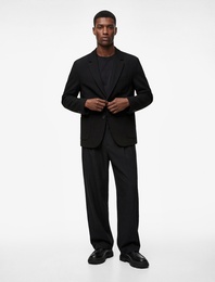 Regular Fit Uzun Kollu Cepli Düğmeli Mono Yaka Blazer Ceket