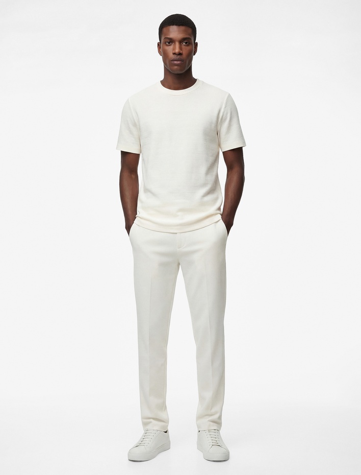  Slim Fit Viskon Karışımlı Cepli Düğmeli Chino Pantolon