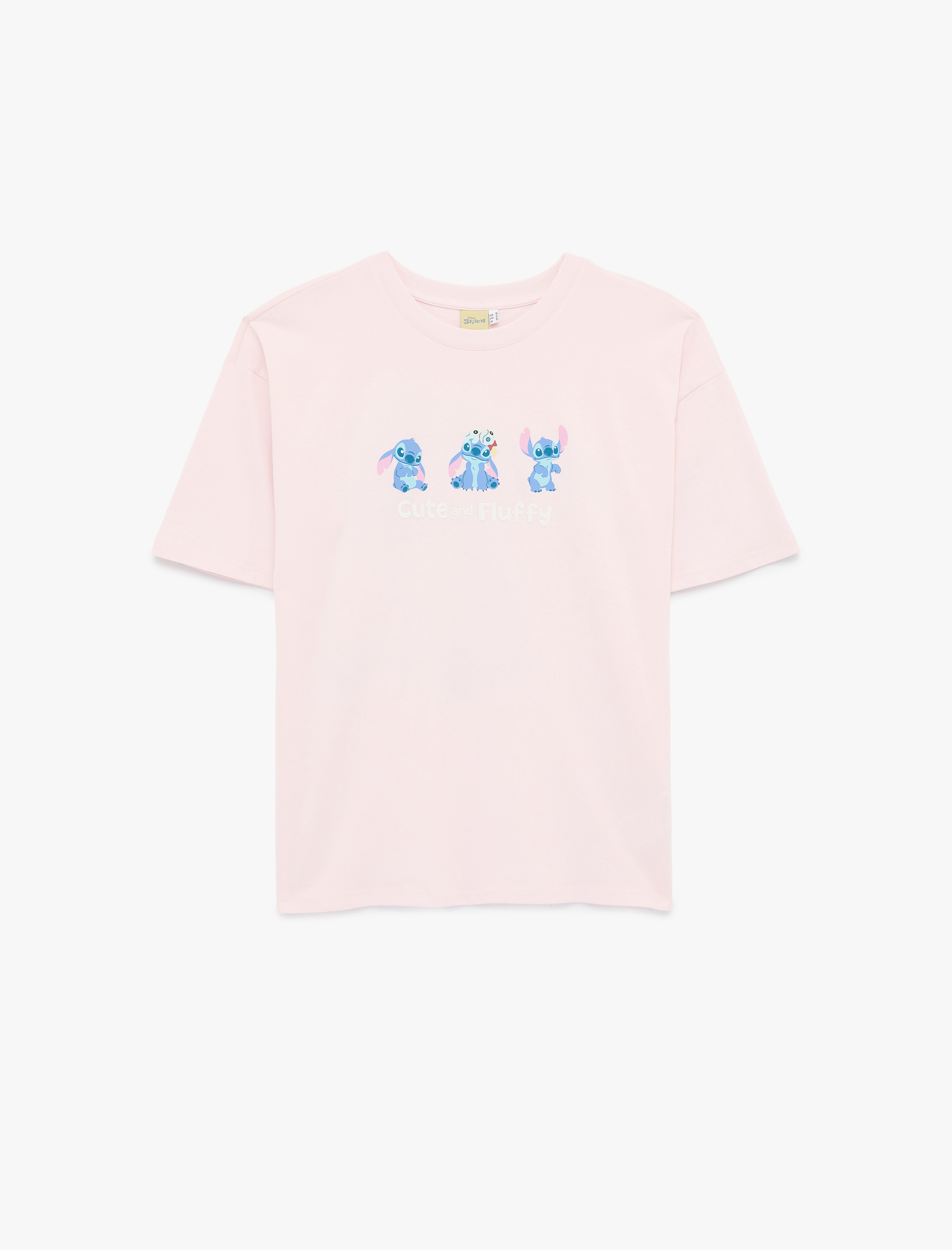   Stitch Lisanslı Kısa Kollu Bisiklet Yaka Arkası Baskılı Tişört