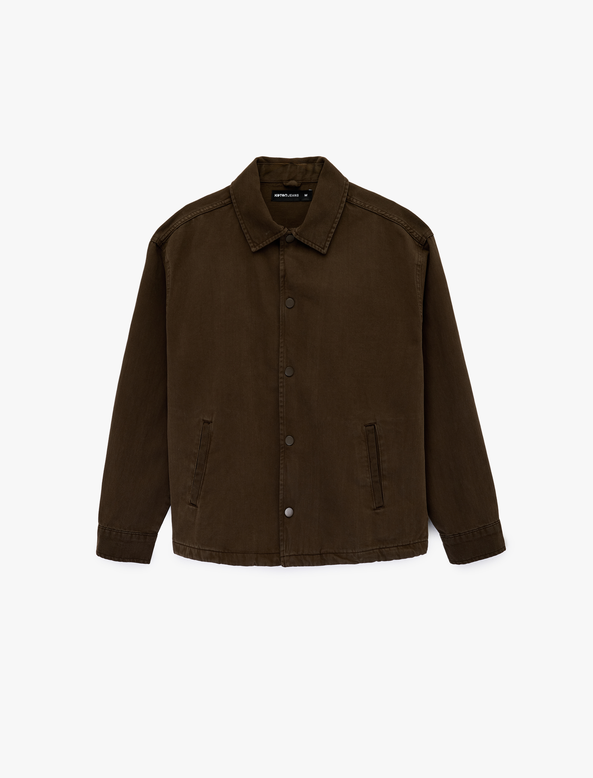   Uzun Kollu Pamuklu Gömlek Yaka Cepli Düğmeli Oversize Jean Ceket