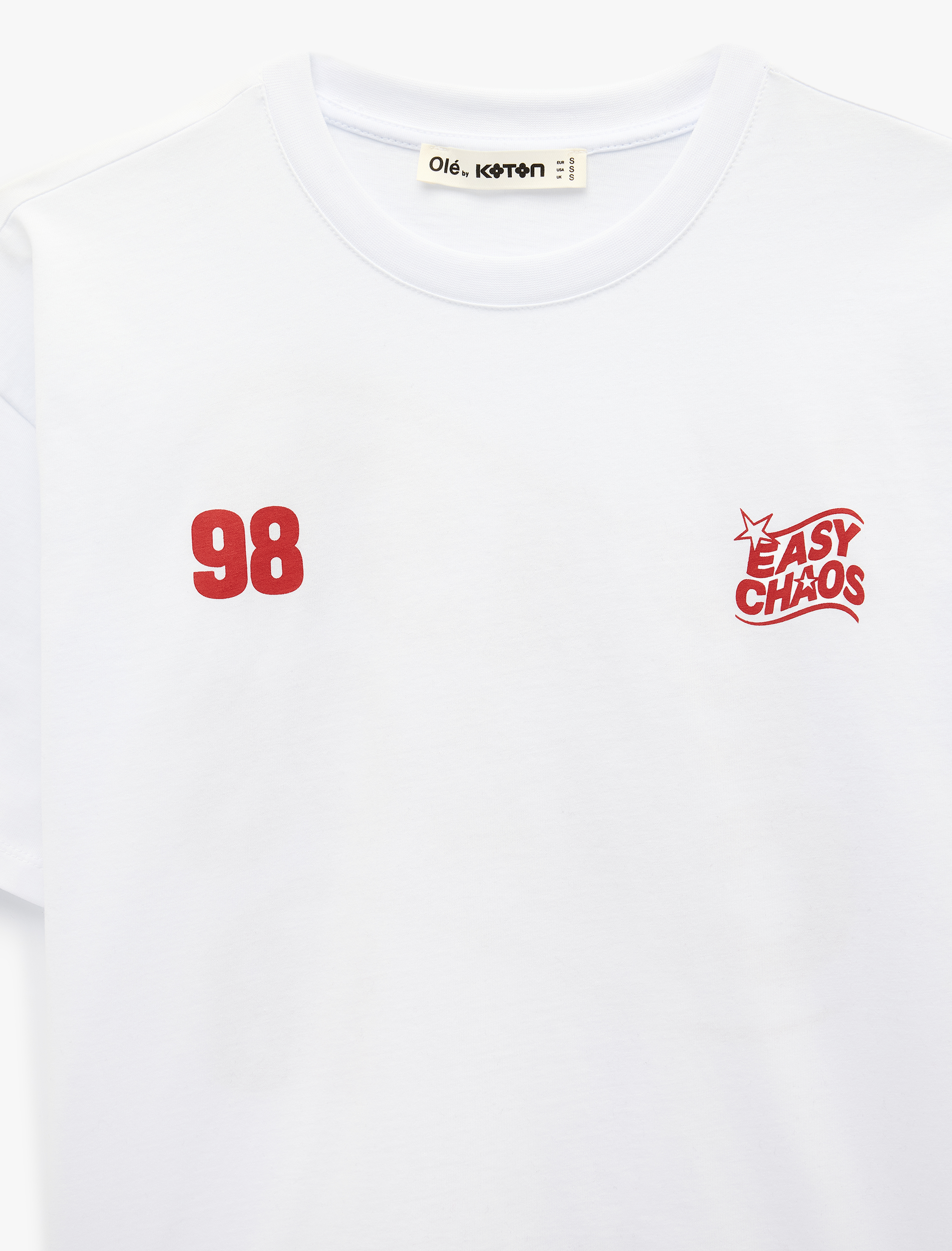   Pamuklu Bisiklet Yaka Kısa Kollu Arkası Baskılı Oversize Tişört