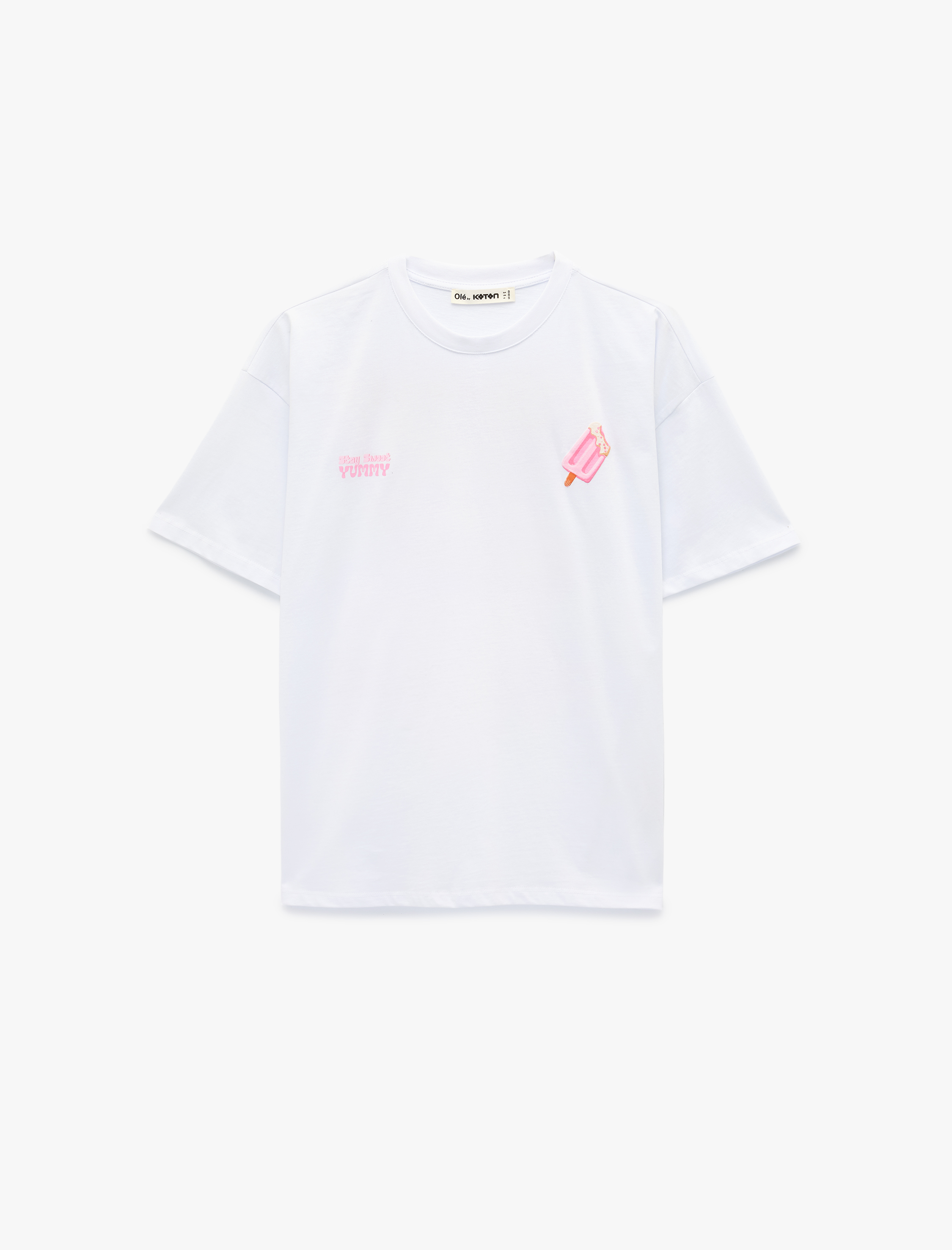   Kısa Kollu Bisiklet Yaka Arkası Baskılı Oversize Tişört