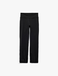 İnterlok Yüksek Bel Lastikli Paça Flare Spor Tayt