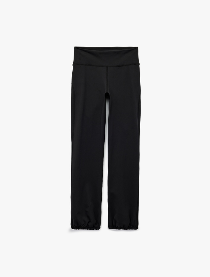  İnterlok Yüksek Bel Lastikli Paça Flare Spor Tayt