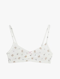 Rahat Kalıp Balensiz Ayıcık Desenli Dolgusuz Tül Bralet Sütyen