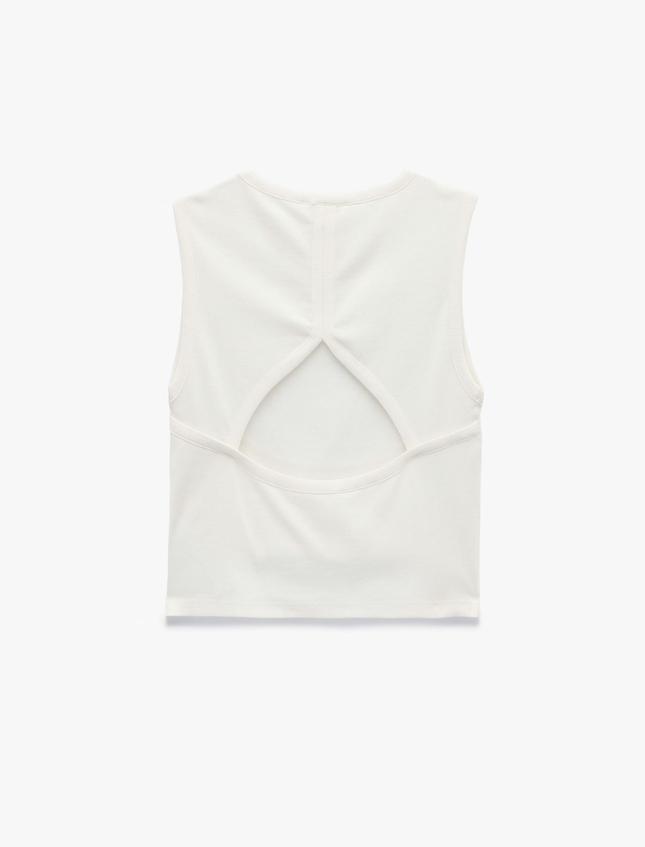   Pamuklu Slim Fit Bisiklet Yaka Kolsuz Arkası Dekolte Detaylı Bluz