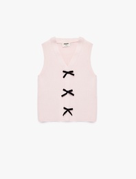 V Yaka Kolsuz Viskon Karışımlı Fiyonklu Atlet