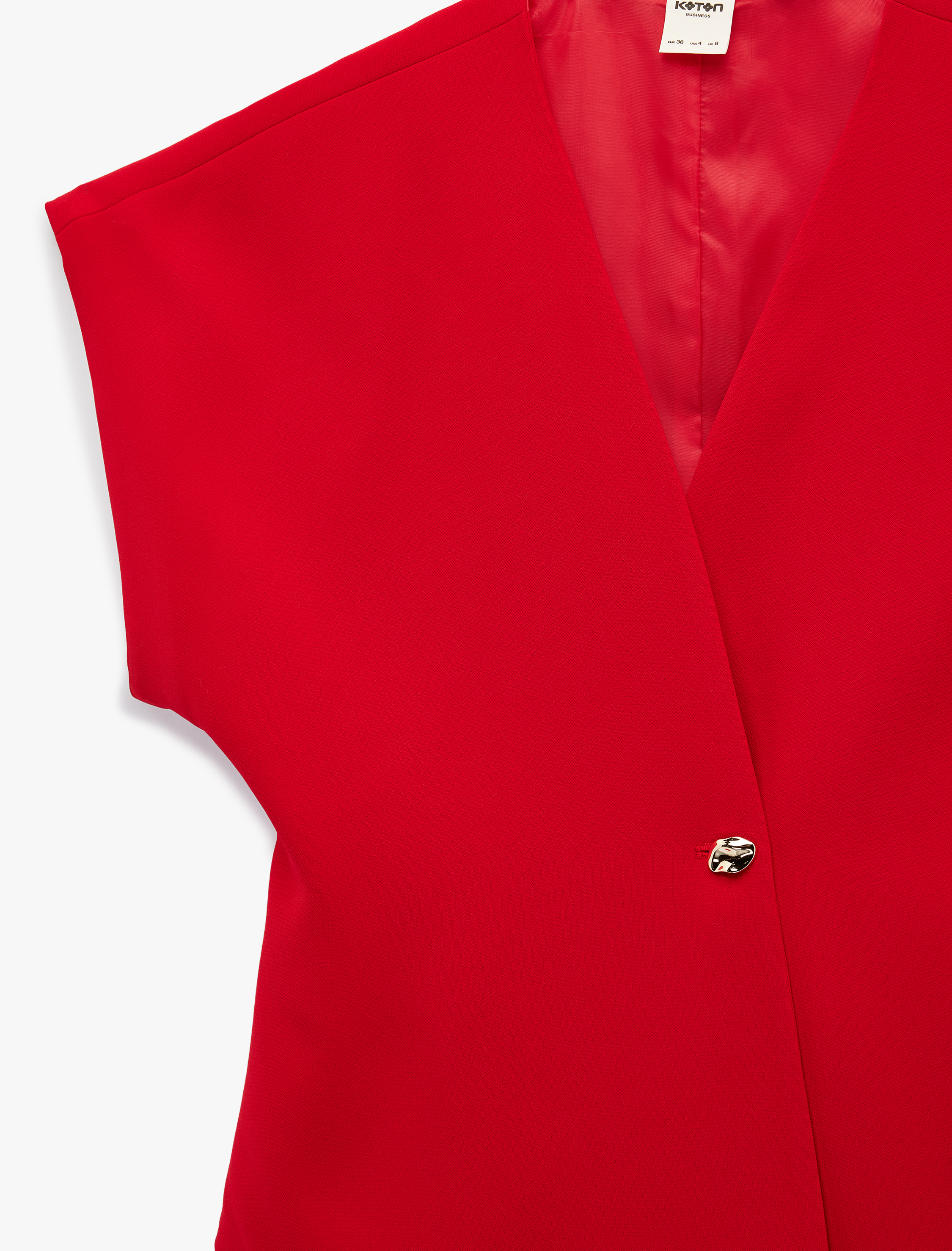   Kolsuz Metal Aksesuarlı Asimetrik Kruvaze Yaka Yelek