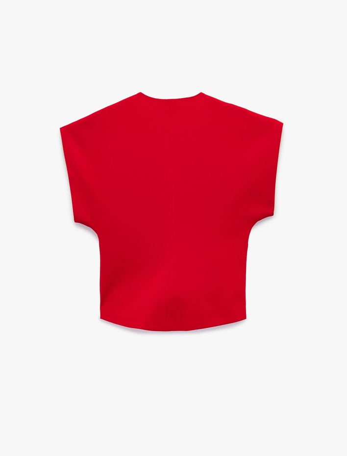  Kolsuz Metal Aksesuarlı Asimetrik Kruvaze Yaka Yelek