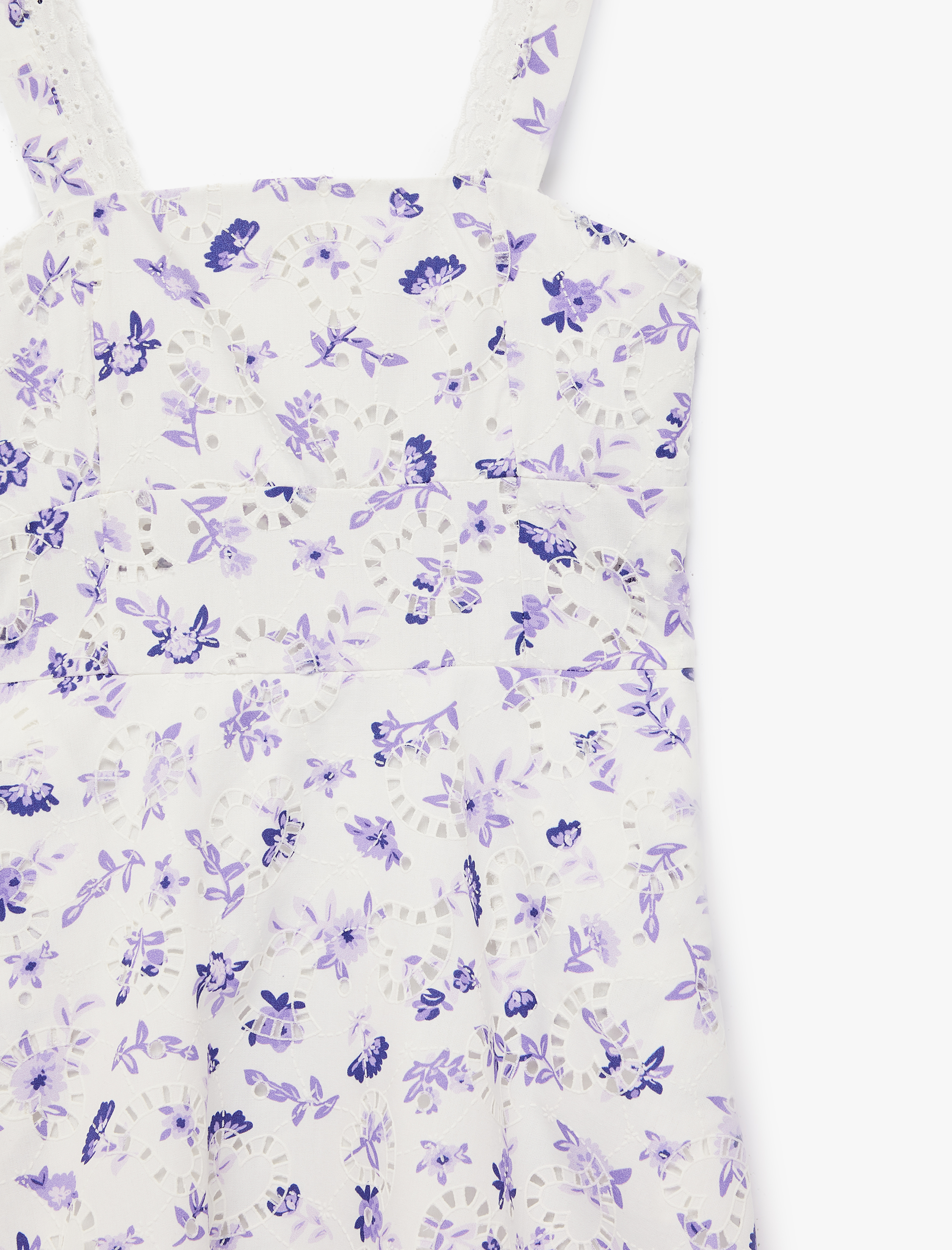  Kız Çocuk Kare Yaka Pamuklu Çiçekli Askılı Elbise