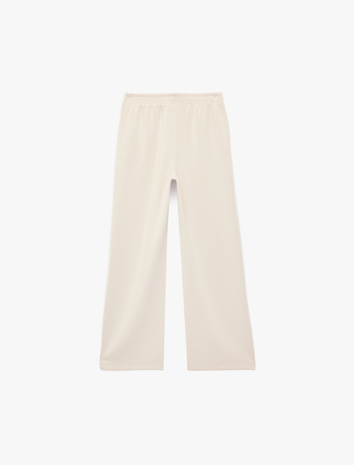 Kız Çocuk Beli Lastikli Viskon Karışımlı Geniş Paça Pantolon