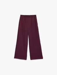 Beli Lastikli Viskon Karışımlı Geniş Paça Pantolon