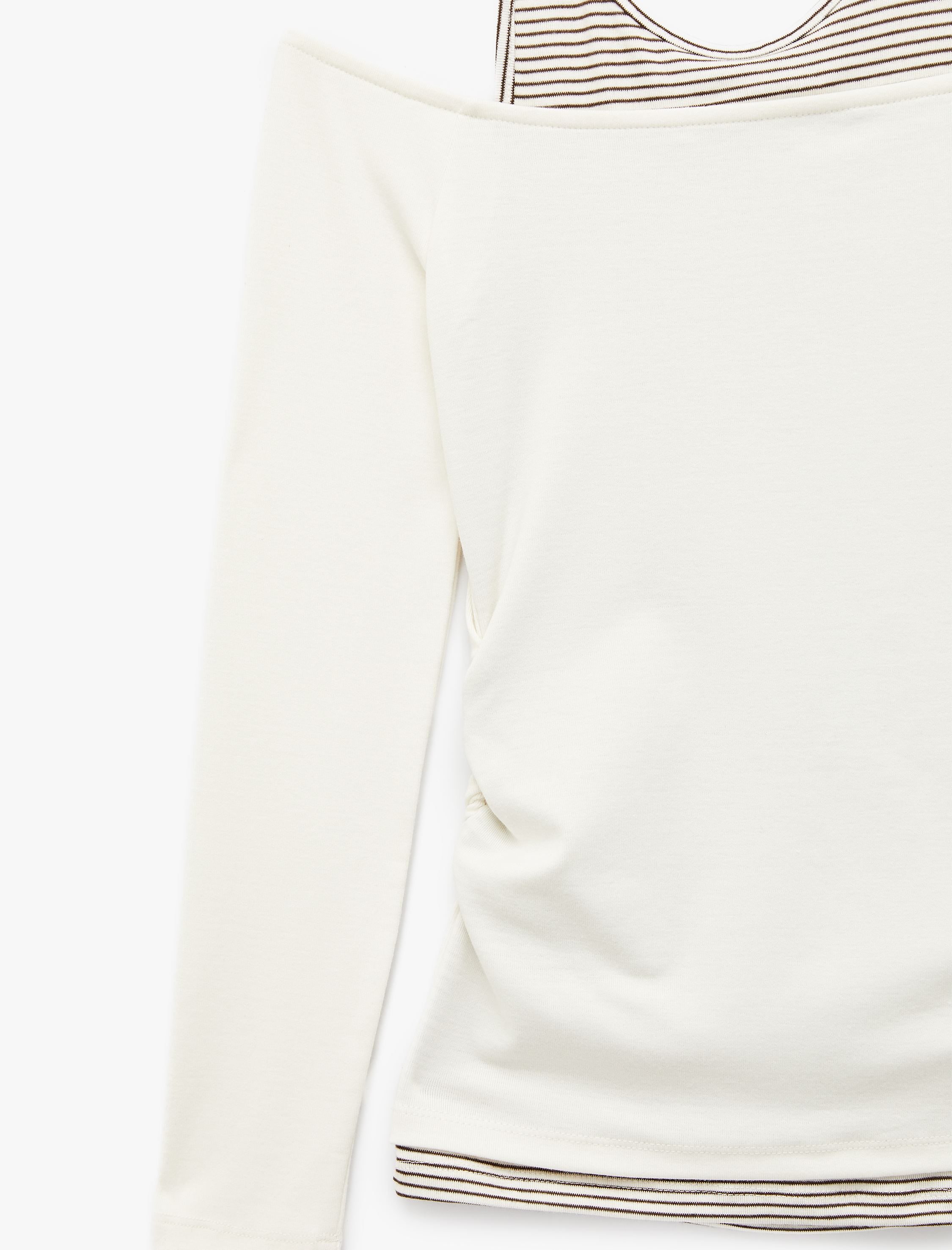   Viskon Karışımlı Slim Fit Uzun Kollu Halter Yaka Tişört