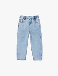 Pamuklu Cepli Rahat Kalıp Düğmeli Balon Form Denim Pantolon