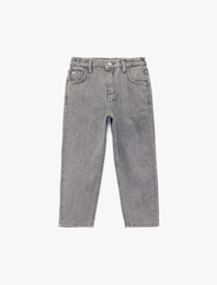 Pamuklu Cepli Rahat Kalıp Düğmeli Balon Form Denim Pantolon