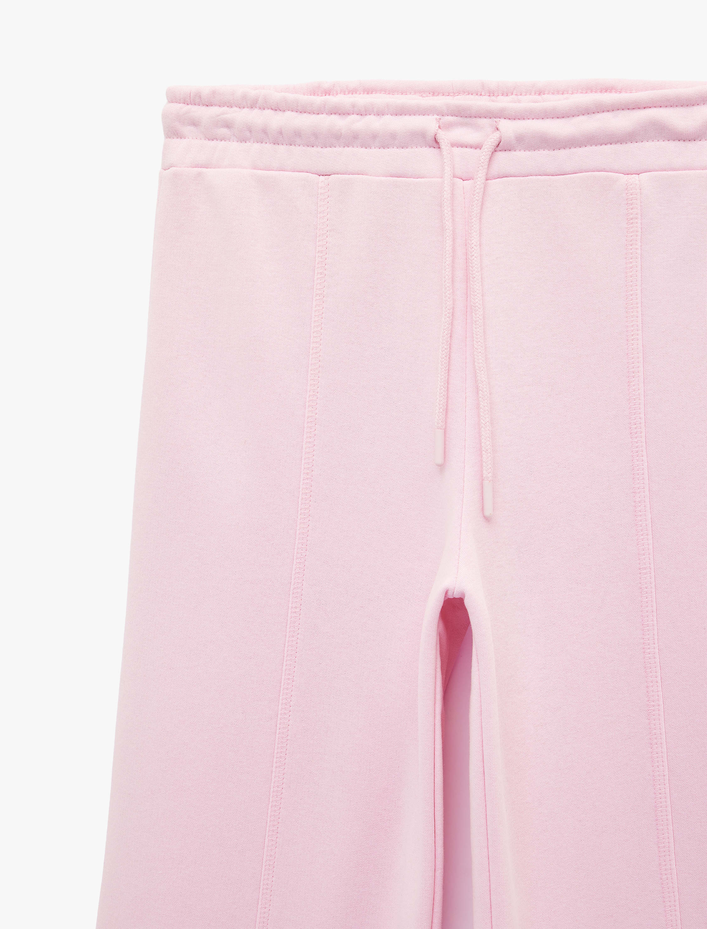   Beli Lastikli Bağlamalı Üç İplik Geniş Paça Nervürlü Eşofman Altı