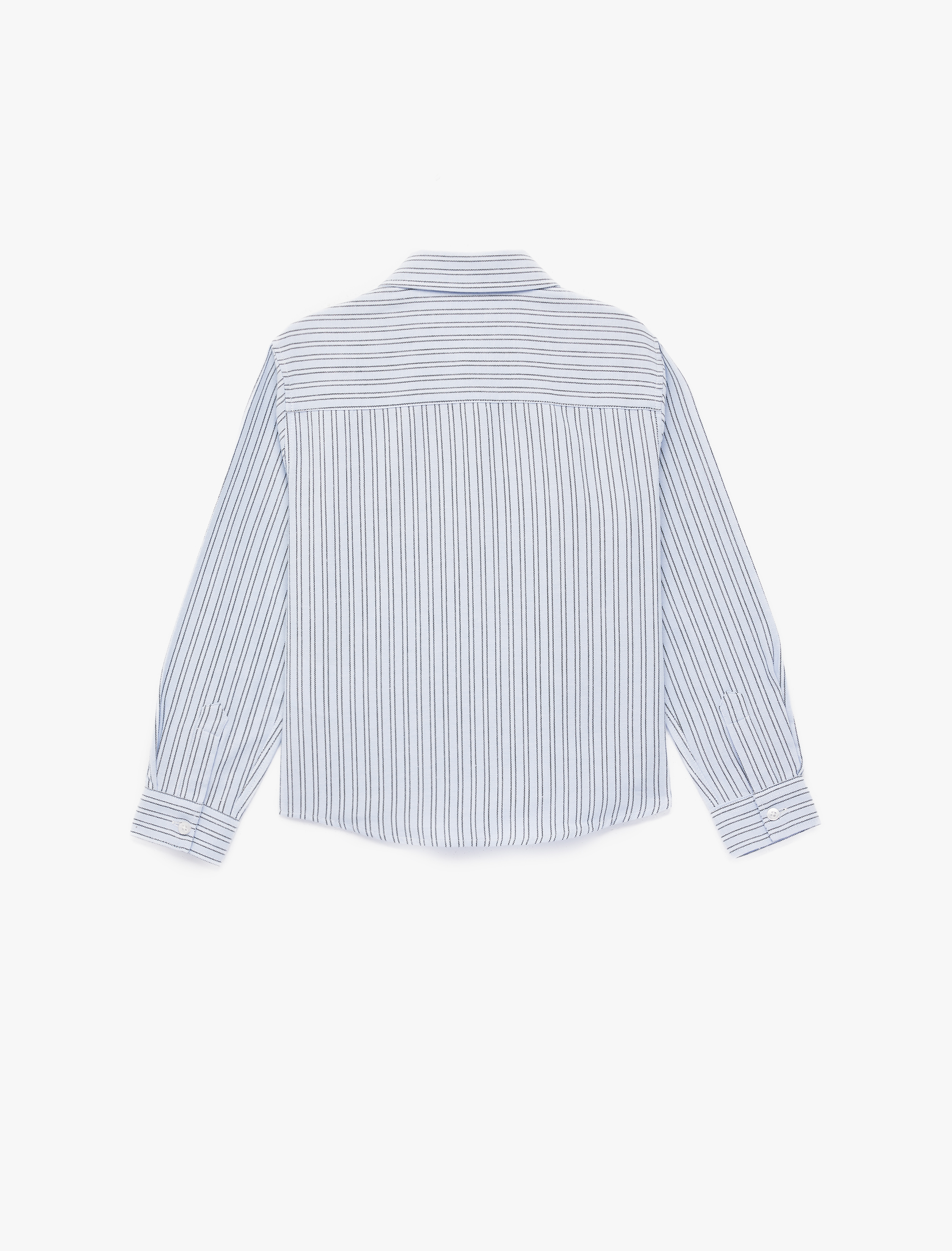  Erkek Çocuk Pamuklu Uzun Kollu Düğmeli Tek Cepli Çizgili Gömlek