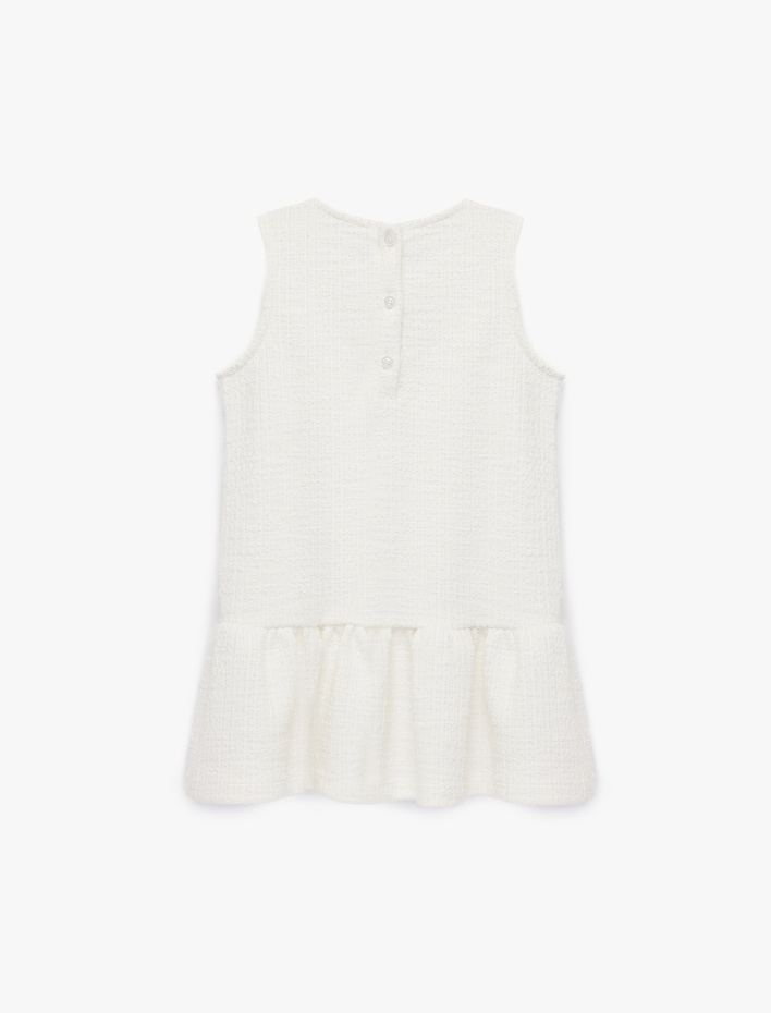 Kız Bebek Fiyonk Detaylı Kolsuz Bisiklet Yaka Tüvit Elbise