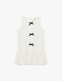 Fiyonk Detaylı Kolsuz Bisiklet Yaka Tüvit Elbise