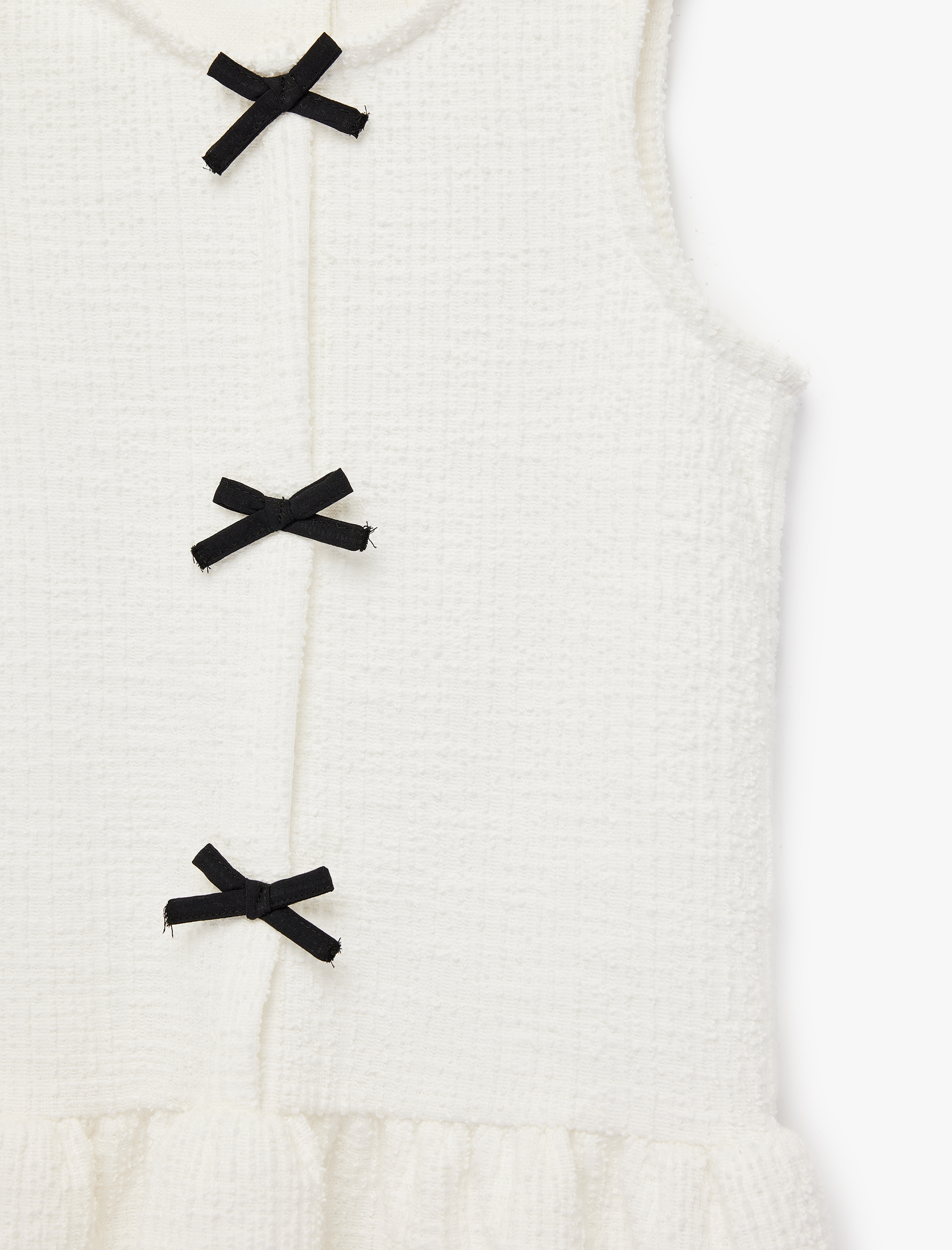  Kız Bebek Fiyonk Detaylı Kolsuz Bisiklet Yaka Tüvit Elbise