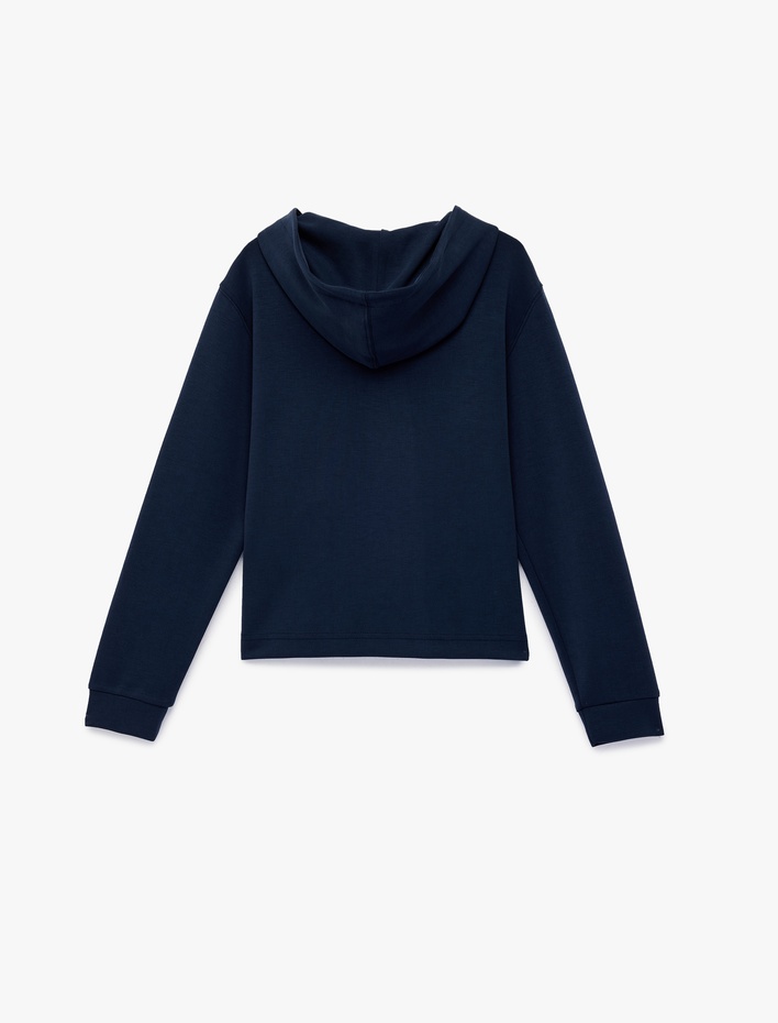 Kız Çocuk Kanguru Cepli Fermuarlı Uzun Kollu Kapüşonlu Hırka