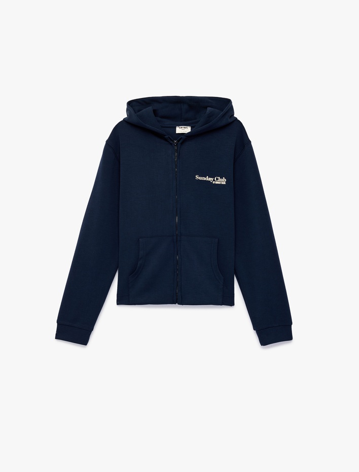 Kız Çocuk Kanguru Cepli Fermuarlı Uzun Kollu Kapüşonlu Hırka